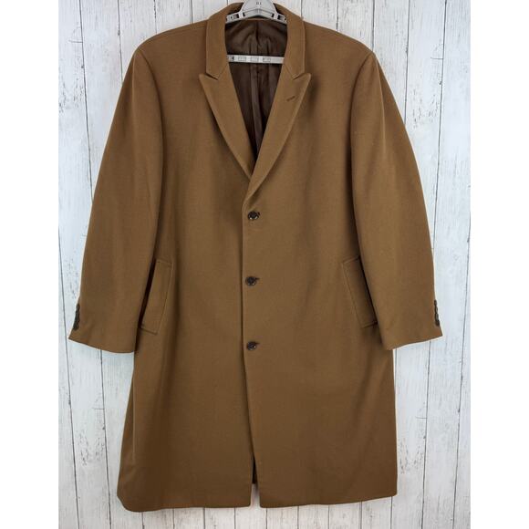Calvin Klein Brown Wool Cashmere Stewart Coat Single Breasted Men's Size 52XL - Picture 1 of 16